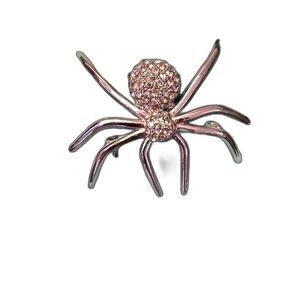 Napier Elevated Spider Rhinestone Gunmetal Grey Pin Brooch 2” Vintage Gothic
